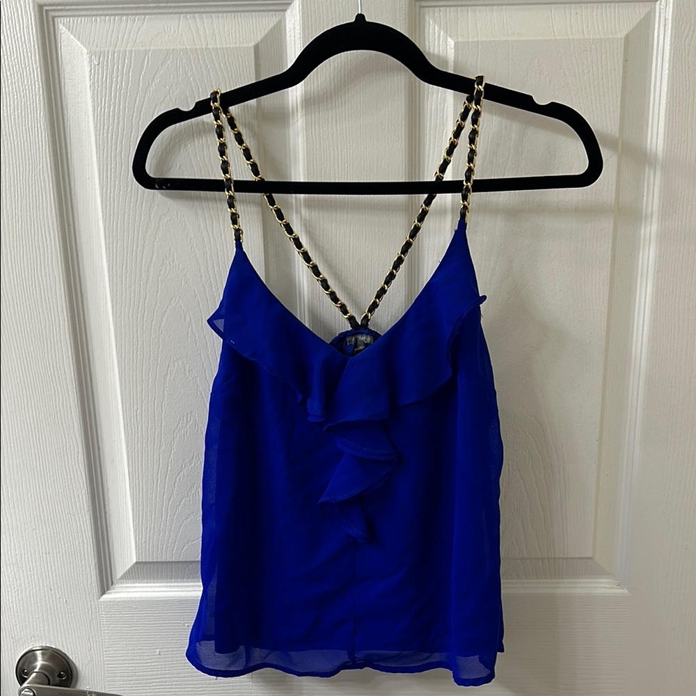 Electric Blue ruffle top
